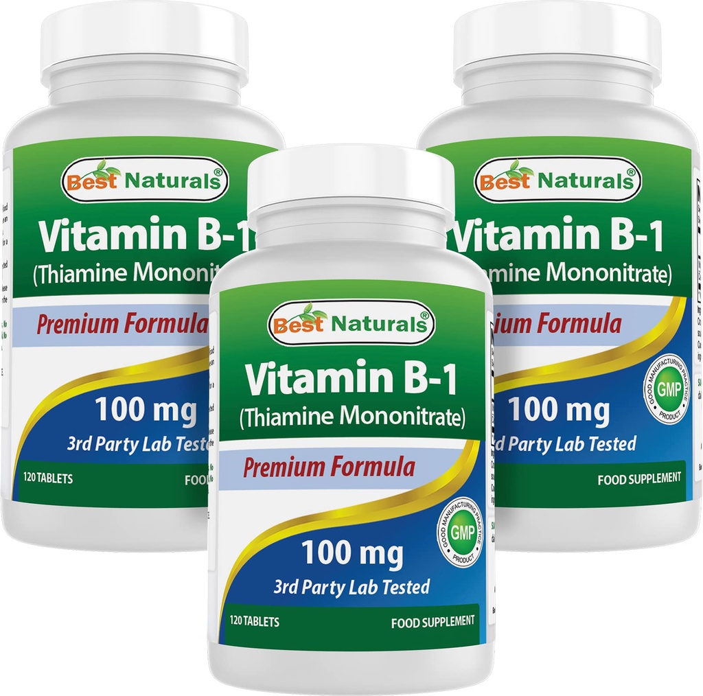 Best Naturals Βιταμίνη Β1 ως Thiamine Mononitrate 100 mg δισκία (120 Count (Pack of 3))