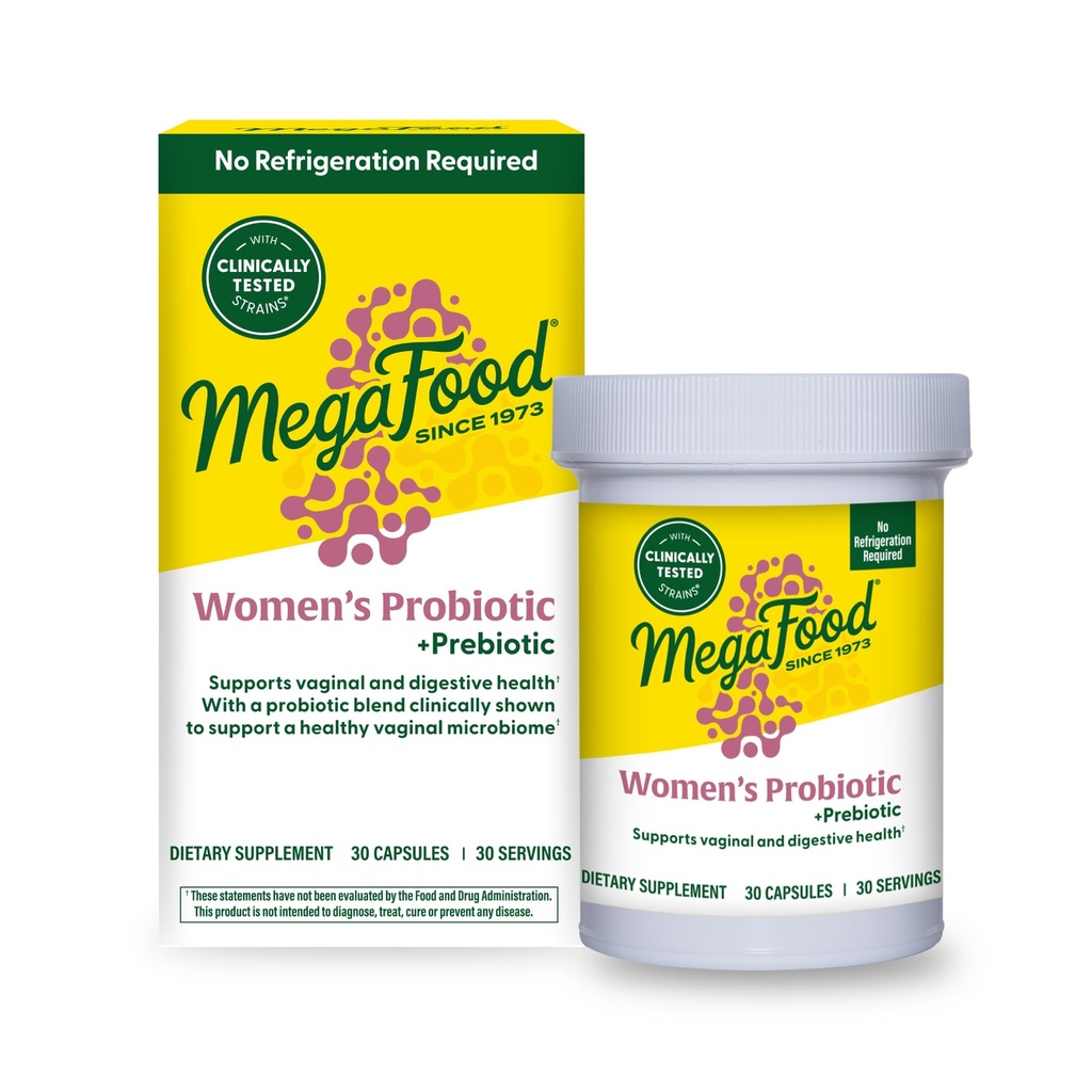 MegaFood Women Probiotic + Prebiotic - Gluten-free Πρεβιοτικά και Προβιοτικά για τις γυναίκες, Υποστηρίζει Digestive Υγεία & Κανονικότητα, Κολπικά Προβιοτικά για Υγιή επίπεδα pH, Χορτοφαγικά - 30 Κάψουλες