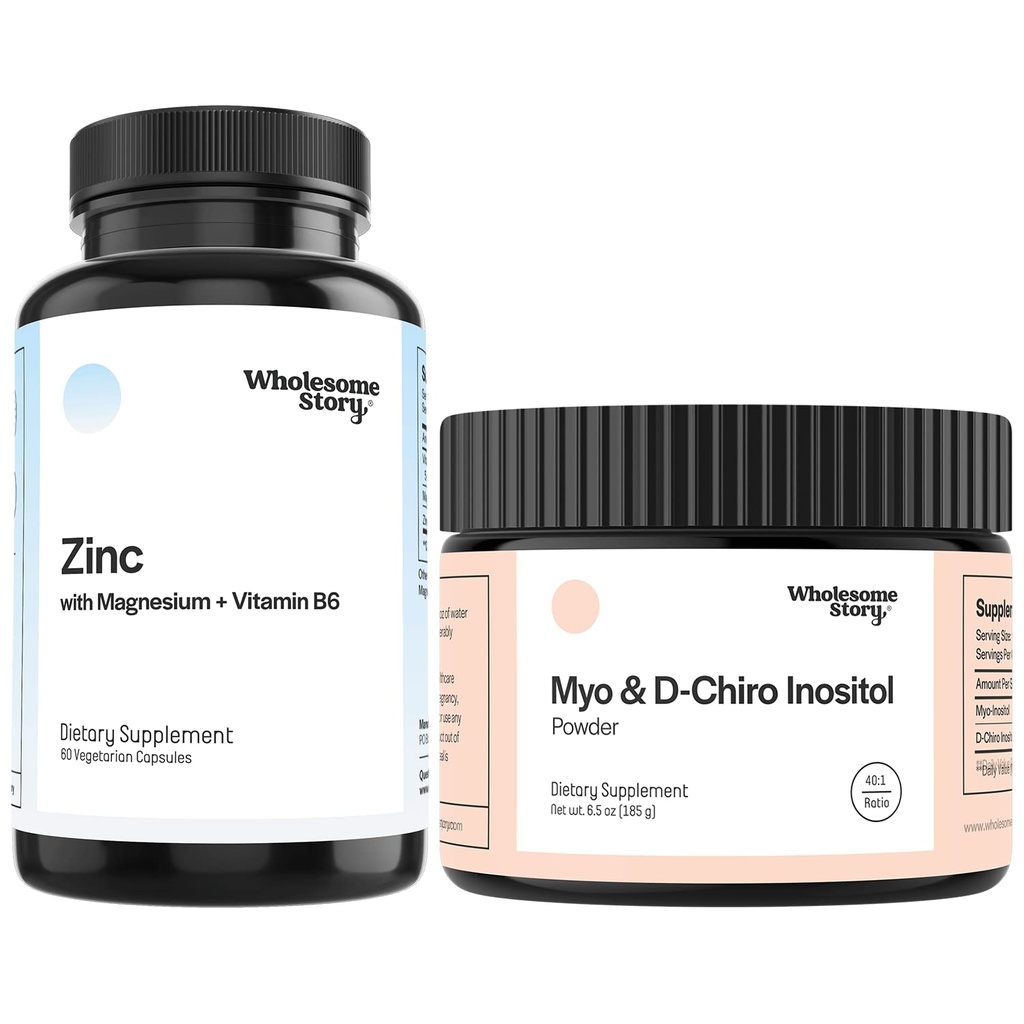 Zinc, Magnesium + Myo & D Chiro Inositol | Zinc Picolinate, Magnesium Glycinate, Vitamin B6 + Myo& D-Chiro Inositol Powder | Reproductive & Fertility Health | 30 & 90 Day Supply