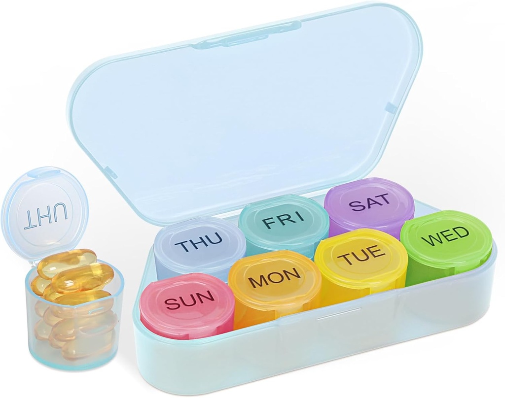 NatureTouch Weekly Pill Organizer, BPA Free Medicine Organizer Rainbow 9 Day Pill Box, Daily Portable Pill Container for Pills/Vitamin/Fish Oil/Supplements [τελευταία έκδοση], Μπλε