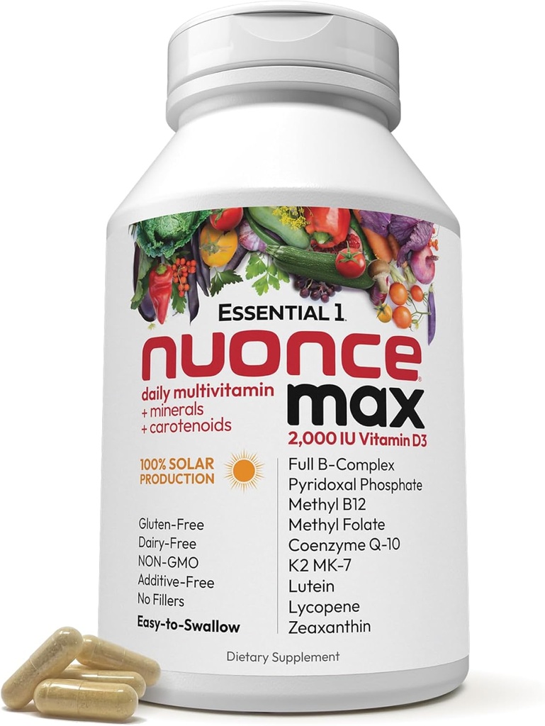 ANDREW LESSMAN Essential-1 Multivitamin 2000 IU Vitamin D3 30 Small Capsules - 100 mcg Methyl B12. CoQ10 Lutein Lycopene Zeaxanthin. High Potency. No Additives. Ultra-Mild. One Daily Capsule