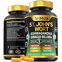 St.John's Wort Supplement - 8in1 Formula - Συνδυάστε με Ashwagandha, Ginkgo Biloba, Shilajit, Valerian, Holy Basil, Χαμομήλι, και Black Pepper - 120 Vegan Κάψουλες για 4 μήνες Προμήθεια