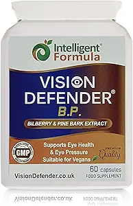 Vision Defender BP Eye Supplement: Bilberry and Pine Bark Extracts for Eye Pressure and Eye Health Support (60 Vegan Capsules)