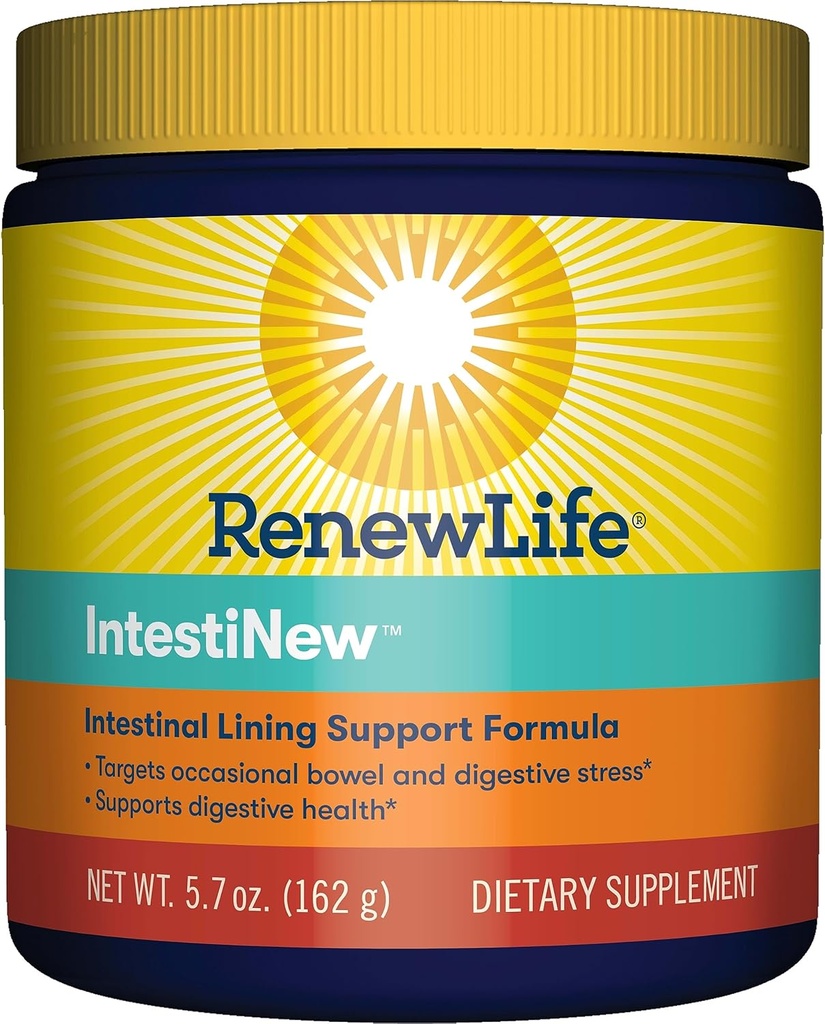 Renew Life IntestiNew Internal Lining Support Formula, Powder Supplement Supports Digestive Health, L-Glutamine, Dairy, Soy and gluten-free, 5.7 oz.