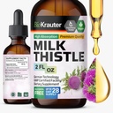 BIO KRAUTER® Milk Thistle Supplement for Liver Cleanse & Detox - Liquid Milk Thistle Extract Сontains Silymarin for Digestive Support 2 Fl.Oz - Alcohol & Sugar Free, 28 Days of Supply