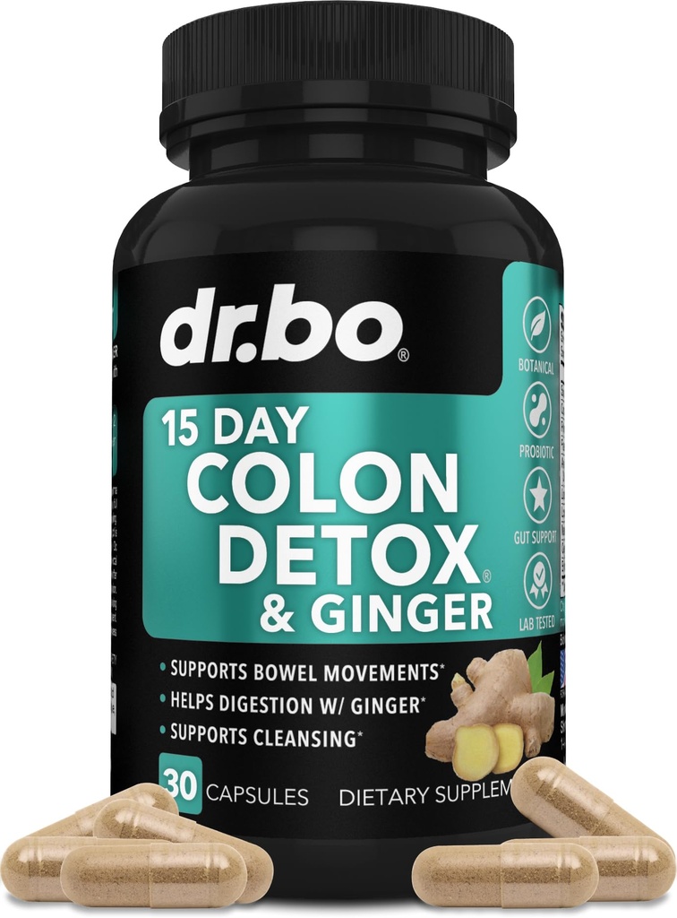Καθαριστικό του παχέος εντέρου Detox για την έκπλυση βάρους - Χάπια καθαρισμού του εντέρου 15 ημερών με Ginger - γρήγορη φυσική Laxative, δυσκοιλιότητα ανακούφιση, Bowel Movement Συμπληρώματα για την υποστήριξη του εντερικού στομάχου Bloating Gut Loss