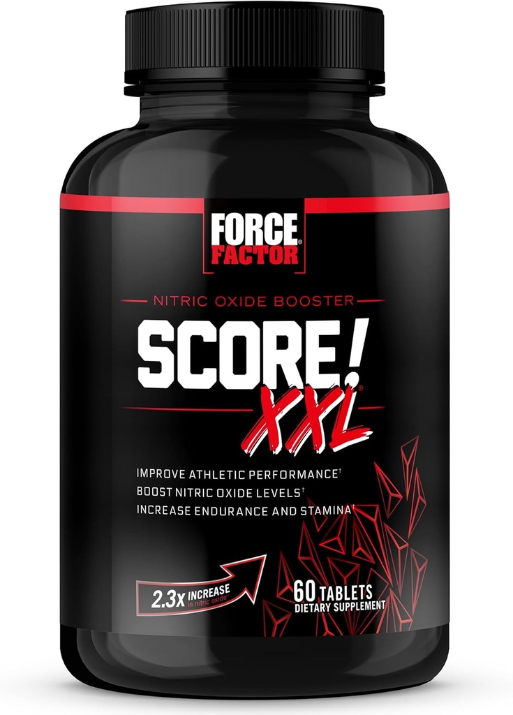 FORCE FACTOR Βαθμός! XXL Nitric Oxide Booster συμπλήρωμα για τους άνδρες με L-Citrulline, Horny κατσικίσιο ζιζάνιο, Black Maca, & Tribulus Terrestris για την αύξηση Stamina, την ενέργεια, και τη φυσική απόδοση, 60 δισκία
