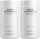 Codeage ADK Vitamins Supplement - Απαραίτητη Βιταμίνη Α, D3 5000 IU, K1 & K2 (MK4 & MK7) - 6-Month Supply - 1 κάψουλα ανά υπηρεσία, Μη ΓΤΟ, Χωρίς γλουτένη - 2-Pack