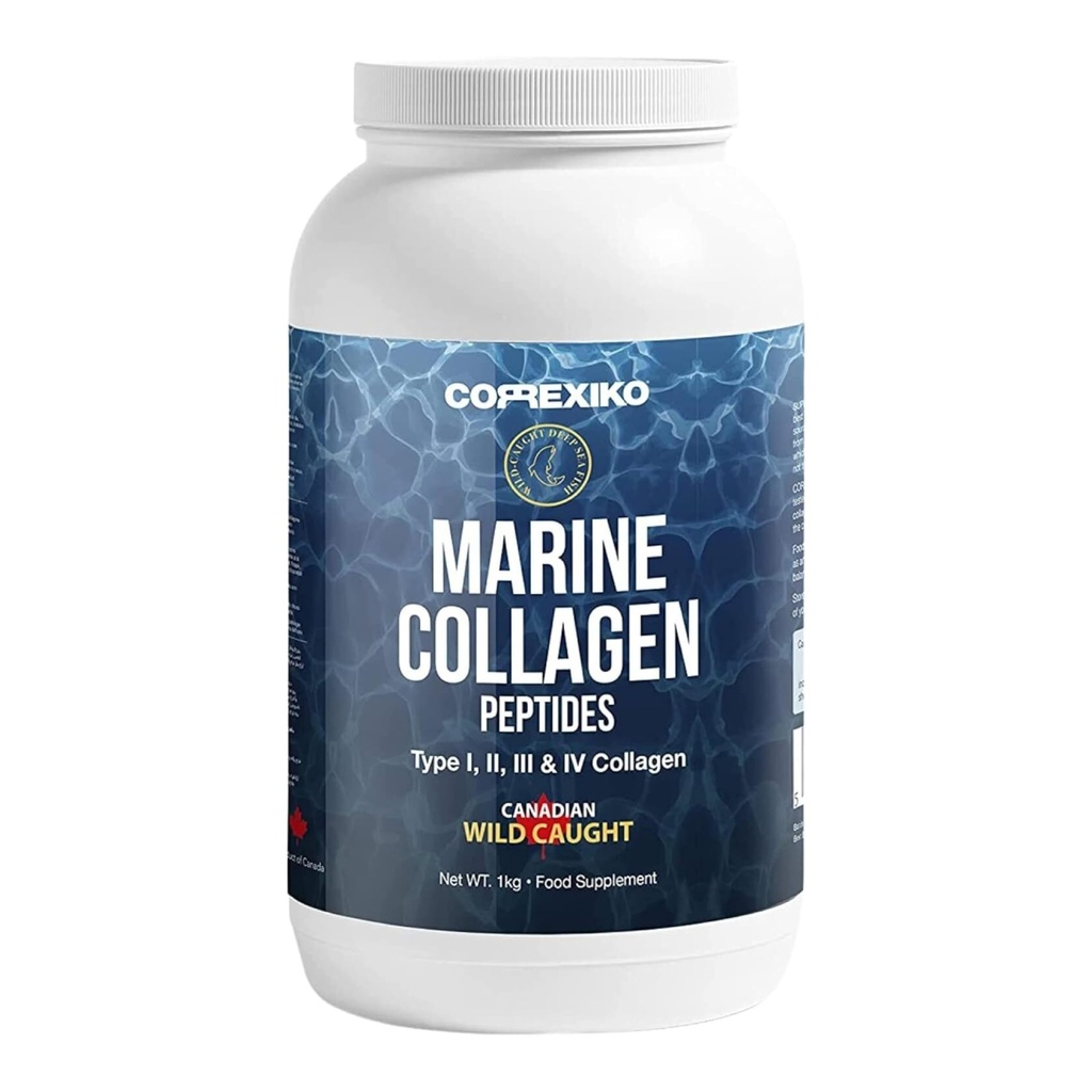 Hydrolyzed Marine Collagen Peptides Powder. Canadian Wild-Caught Fish Skin(Not Scales)-Colageno Hidrolizado en Polvo-Vital Protein Supplement for Skin, Hair, Joints and Digestion, Marine Powder (1kg)