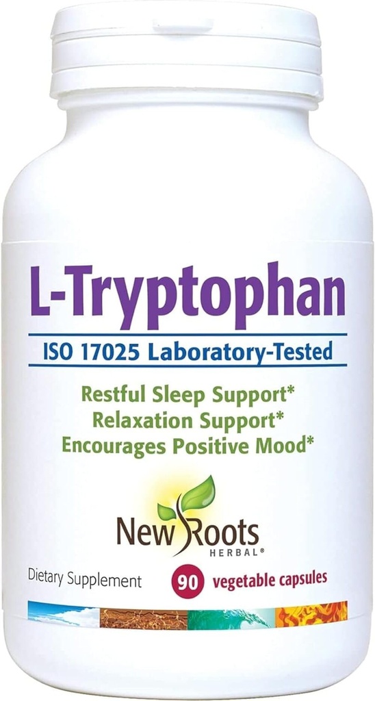 New Roots Herbal - L-Tryptophan 220mg 90 Capsules, 90-Day Supply - Essential Amino Acid Supplement for Restful Nights & Calmness, Non-GMO, Gluten-Free, No Artificial Preservatives & Support Relaxation