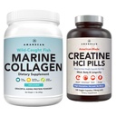 AMANDEAN Premium Creatine HCl & Marine Collagen Bundle. ΗΠΑ-Made CON-CRET. 7X Συμπυκνωμένο. Υδρολυμένη πρωτεΐνη κολλαγόνου. Ανάκτηση υποστήριξης & Lean Μύες. Υγιές Δέρμα