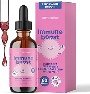 JoySpring Immune Drops - Kids Immune Support Liquid Supplement (2 fl oz) - Echinacea, Elderberry, Oregon Grape Root, Orange Peel, Vitamins A, B6, C - Natural Support System for Children & Adults