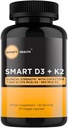 Vitamin D3 + K2 - Bone Health & Immune Support - 7000 IU(175 MCG)D3 + 500 MCG K2 - Cofactors B6, Magnesium & Zinc - Gluten Free, Vegan, Non-GMO - Dietary Supplement - 30 Veggie Capsules