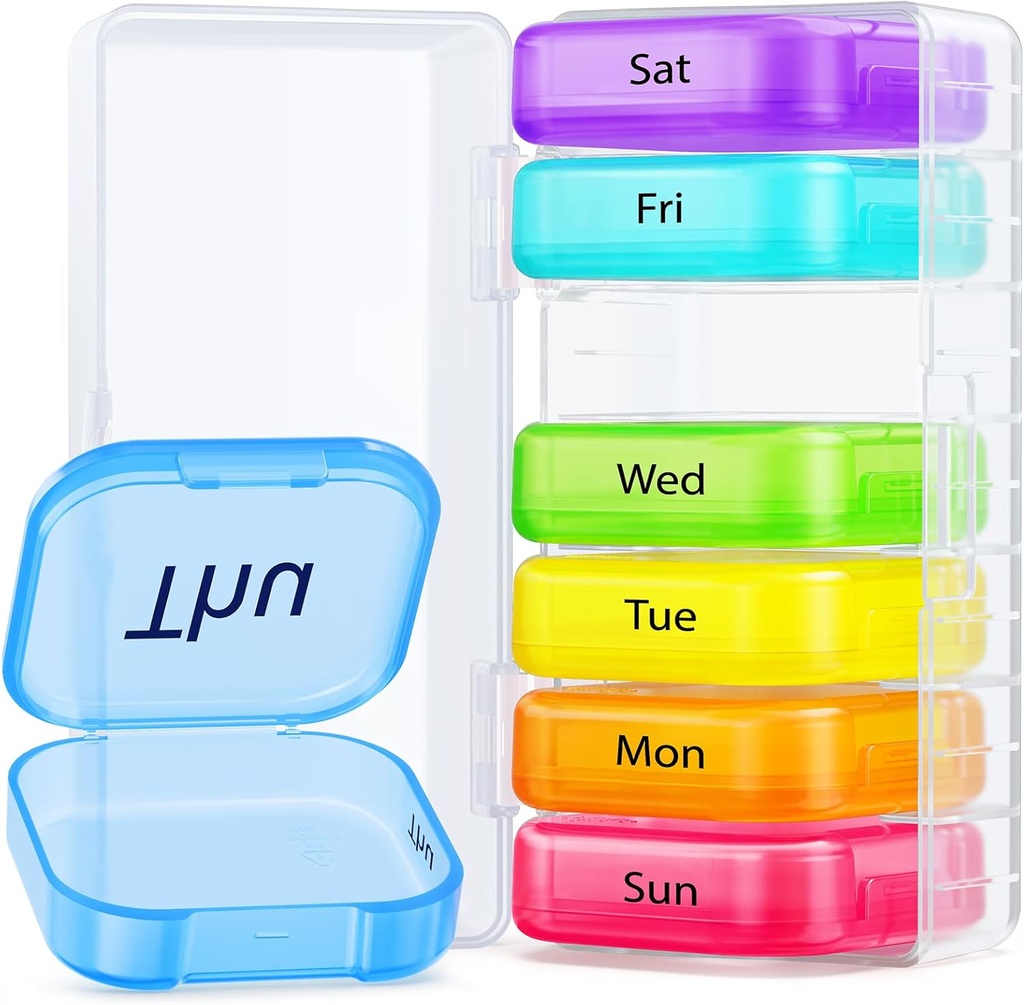 AUVON Extra Large Weekly Pill Organizer, Φορητό χωριστό κουτί χάπια 7 Day Slots Fit Pocket & Purse, θήκη χάπι με διπλή προστασία για τα ταξίδια, δοχείο χάπια για μεγάλες βιταμίνες, ιχθυέλαια, συμπληρώματα