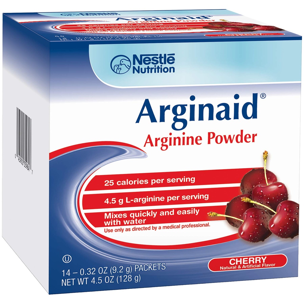 Arginaid Arginine Powder Drink Mix, Cherry - Διατροφικές Ανάγκες για Φροντίδα Τραυμάτων - 0,32 OZ Packets (14 CT/Pack) (Διατροφή των 2)