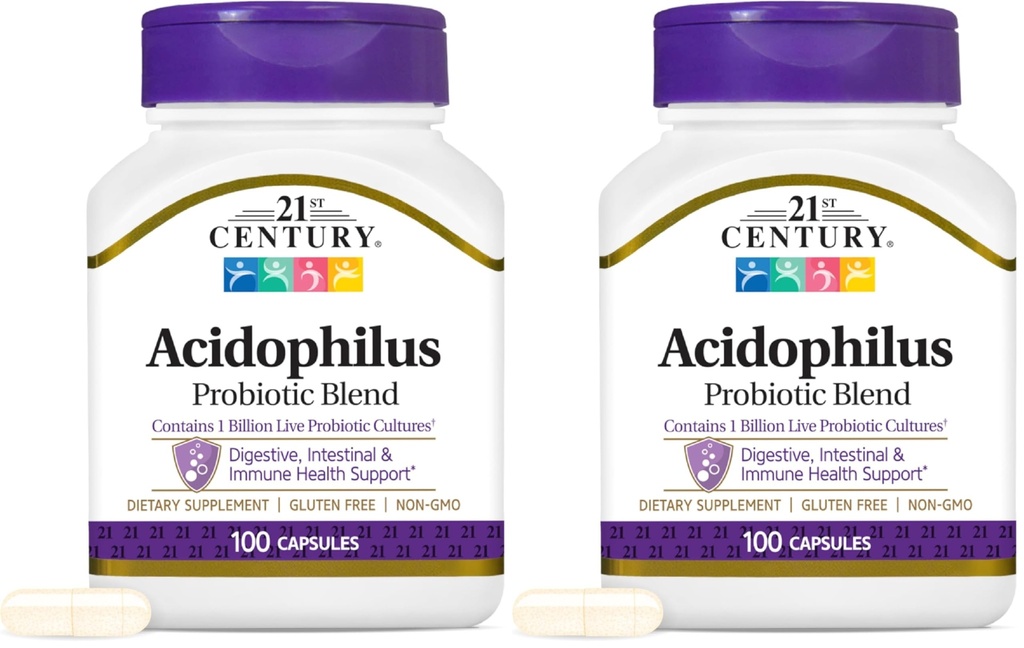 Κάψουλες του 21ου αιώνα Acidophilus, 100 κόμης (2139) (πακέτο του 2)