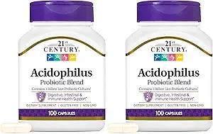 21st Century Acidophilus Capsules, 100 Count (21339) (Pack of 2)