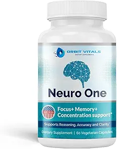 Neuro One Brain Support Supplement for Memory - Συμπληρώματα Γνωστικής Υποστήριξης - Boost Focus, Mood, Καθαρότητα, Συγκέντρωση & Ψυχική Ταχύτητα - Συμπλήρωμα εγκεφάλου για Ενήλικες - 60 Κάψουλες