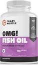 Premium Omega-3 Fish Oil από καθαρό αντζούγιες, 120 Softgels - Poent 1000mg Omega-3, Burpless Formula - Υποστηρίζει τον εγκέφαλο και την καρδιά υγεία - μη GMO με 250% Περισσότερα EPA & DHA - 120 υπηρεσίες
