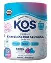 KOS Energizing Blue Spirulina Blend - USDA Certified Organic - Βιταμίνες Β, Ashwagandha, Ginseng, Adaptogens, Biotin - Vegan Pre Workout Powder - Caffeinated, Berry Flavored, 28 Υπηρεσίες