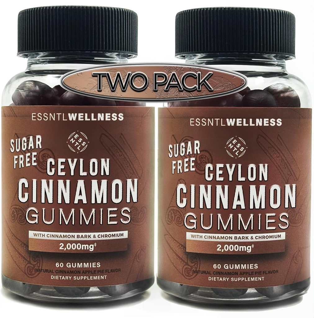 Ceylon Cinnamon Sugar Free Gummies, (120ct 2,000mg/Serving) Κοινή Υποστήριξη, Αντιοξειδωτικό, Νόστιμο Μηλόπιτα χωρίς ζάχαρη Gummies, Vegan και Χωρίς Γλουτένη