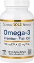 Gold Nutrition της Καλιφόρνιας Omega-3 Premium Fish Oil από την Καλιφόρνια Gold Nutrition, Συμπυκνωμένη Φόρμουλα με EPA & DHA, Υποστήριξη για Βέλτιστο Lipid Προφίλ, Χωρίς Γλουτένη, 100 ψάρια Ζελατίνη Softgels - 2 Pack
