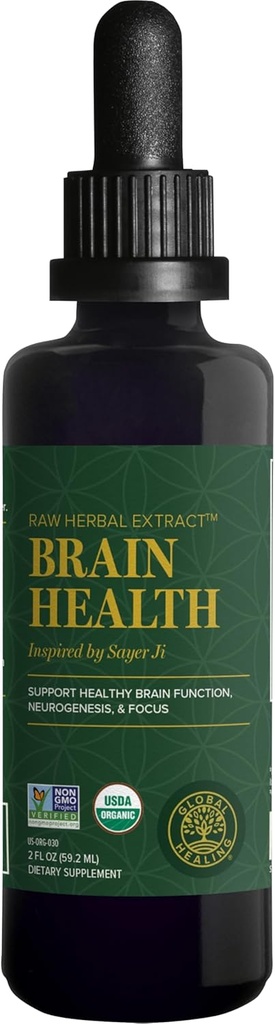 Global Healing Center Brain Health - USDA Organic Brain Συμπληρώματα για Μνήμη & Εστίαση - Nootropics Συμπλήρωμα για την καταπολέμηση της ψυχικής ομίχλης, Advanced Focus Factor for Adults Extra Strength - 2 Fl Oz