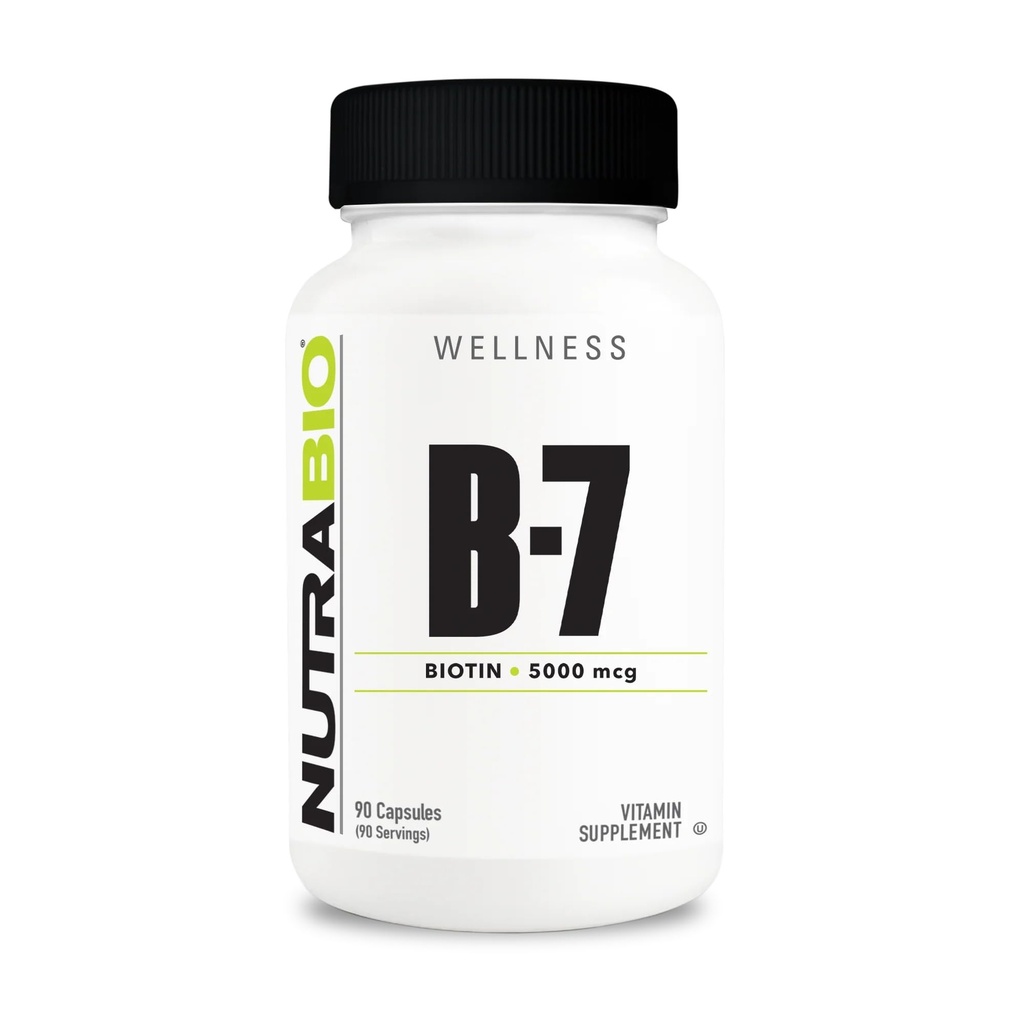 NutraBio Biotin (Vitamin B-7) συμπλήρωμα, 5000mcg - μπορεί να βοηθήσει στην προώθηση υγιή μαλλιά, δέρμα, και νύχια, 90 κάψουλες λαχανικών
