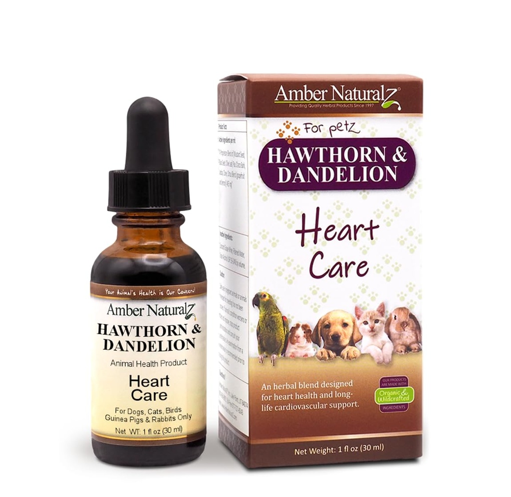 Amber NaturalZ Hawthorn & Dandelion βοτανικό συμπλήρωμα για σκύλους, γάτες, πουλιά, κουνέλια, και χοίροι της Γουινέας 