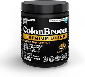 ColonBroom Premium Weight Management Supplement (Strawberry) - Colon Broom Psyllium Husk Fiber Powder Drink - Gluten Free, Non-GMO Colon Cleanse for Bloating Relief & Gut Health, 100 Servings
