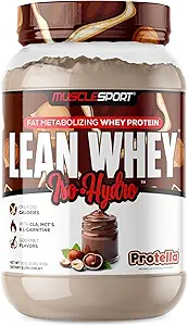 Musclesport Lean Whey RevolutionTM Protein Powder - Whey Protein Isolate - Χαμηλή θερμίδα, Χαμηλό λίπος, Απίστευτες Γεύσεις - 25g Protein per Scoop - 2lb Protella