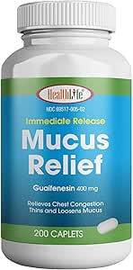 HealthLife® Mucus Relief Guaifenesin Caplets 400 mg, άμεση απελευθέρωση (300 Count) ταχείας δράσης προσδοκώμενο, λεπτό και χαλαρό Mucus, Relieves στηθάγχη Συμφόρηση, βήχας, κρύο και γρίπη