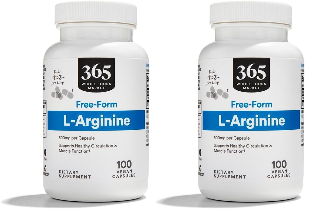 Ολόκληρη η αγορά τροφίμων, L Arginine 500Mg 100 Veggie Caps (πακέτο του 2)