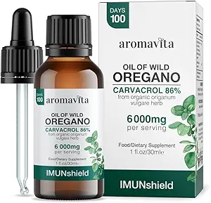 ImunShield Wild Oregano Oil Organic Liquid Drops - Hand-Picked Oregano with 86-90% Carvacrol for Immune and Digestive Support - Vegan, Non-GMO, Gluten-Free, 1 fl. oz./ 30ml