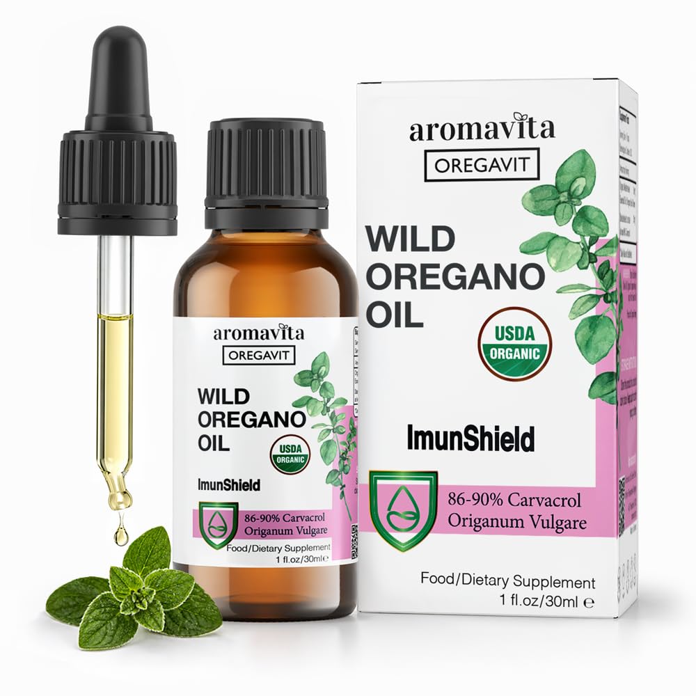 ImunShield Wild Regano Oil Organic Liquid Drops - Χειροποίητη Ρίγανη με 86-90% Carvacrol για Ανοσοποιητική και Πειθαρχική Υποστήριξη - Vegan, Non-GMO, Gluten-free, 1 fl. oz./ 30ml
