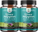 Natures Craft Liver Cleanse Detox & Repair 2 Pack Bundle - Βότανο Γάλα Θήκη Υποστήριξης - Silymarin Γάλα Γαϊδουράγκαθο Συμπληρώματα με Dandelion Root, Choline, Beetroot & Artichoke Extract