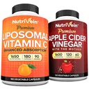 Nutrivein Premium κάψουλες μηλίτη μήλου & Liposomal Vitamin C συμπλήρωμα Δέσμη: Υψηλής Απορρόφησης Βιταμίνη C κάψουλες & Συμπληρώματα μηλίτη μήλου ξύσμα για την ανοσοάμυνα & την υγεία των ούλων