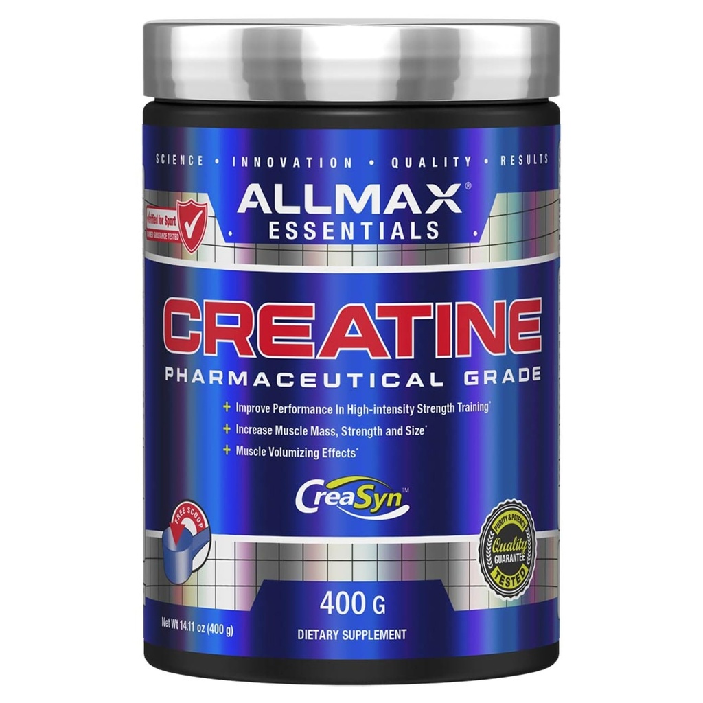 ALLMAX Διατροφή Creatine Monohydrate σκόνη, Unflavored – Pure Micronized Creatine Supplement for Men & Women – Υποστηρίζει δύναμη, απόδοση & ένταση κατάρτισης – Vegan, χωρίς γλουτένη (400g)