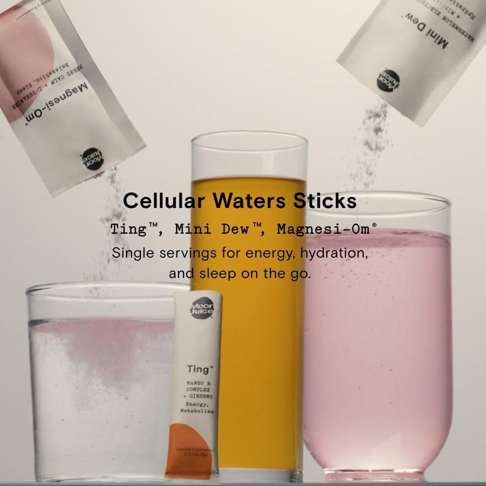 Moon Juice Magnesi-Om, Ting & Mini Dew Stick Set Single Servings of Relaxation, Energy & Hydration Supplements | Berry, Mango & Watermelon Flavor | 15 Servings