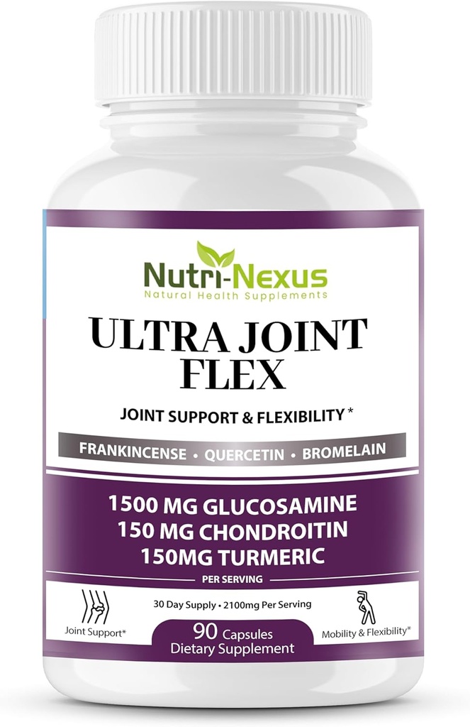 Γλυκοζαμίνη Jondroitin MSM Joint Supplement with Turmeric & Boswellia - Κοινή Υποστήριξη για Άνδρες και Γυναίκες - Προώθηση της Κινητικότητας - Ευελιξία & Άνεση – Κοινή Υγεία – Κατασκευάζεται στις ΗΠΑ – 90 Κάψουλες