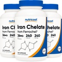 Nutricost Chelated Iron, As Ferrochel, 36mg, 240 κάψουλες (3 φιάλες)