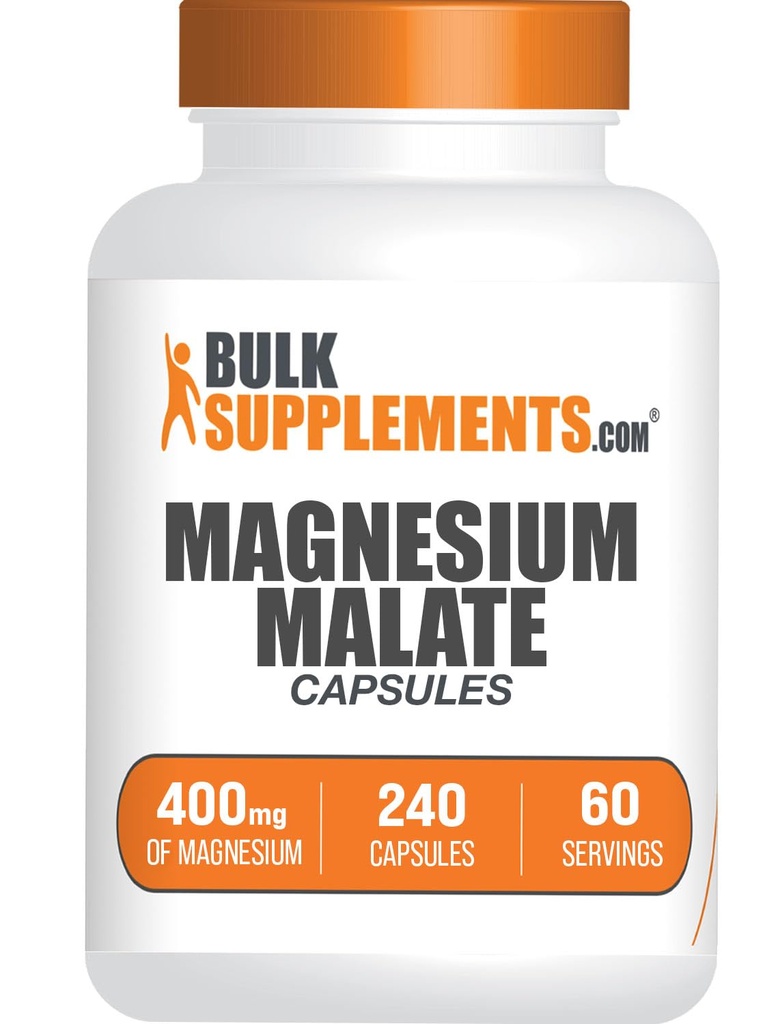 BulkSupplements.com Κάψουλες μαγνησίου - Συμπλήρωμα μαγνησίου, Μαγνήσιο 400mg - Απαραίτητο & χωρίς γλουτένη, 4 κάψουλες ανά υπηρεσία, 240 Count (Pack of 1)