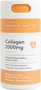 Health by Habit Collagen Supplement 2 Pack (120 Capsules) - Vitamin C & Vitamin E, 2000mg, Collagen Peptides, Superior Absorption, Support Your Skin, Non-GMO, Sugar Free (2 Pack)