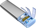 Vaydeer Metal Travel Pill Organizer, 7 Day Weekly Pill Box, Large Capacity Daily Cute Pill Case for Supplements, Pills, Vitamins and Medication (Small,Gray)