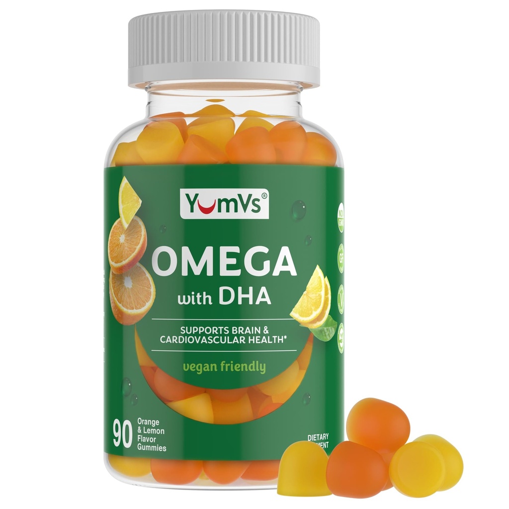 Vegan Omega 3 Συμπληρώματα Gummies – Algae Oil Plant Based Vegan DHA – Fish Oil Εναλλακτική με flaxseed & Algae – Non-GMO, No Carragenan – Καρχαρία, Εγκεφαλική & Οφθαλμική Υποστήριξη – Λεμόνι & Πορτοκάλι – 90 Gummies