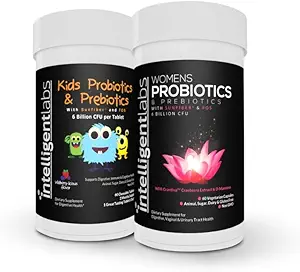 Intelligent Labs 2-σε-1 Bundle of Kids’ Probiotics with Sunfiber and FOS + Women’s Probiotics (UTI Formula with Cranberry & D-Mannose), Δεν απαιτείται ψύξη, 2 μήνες προσφοράς ανά φιάλη