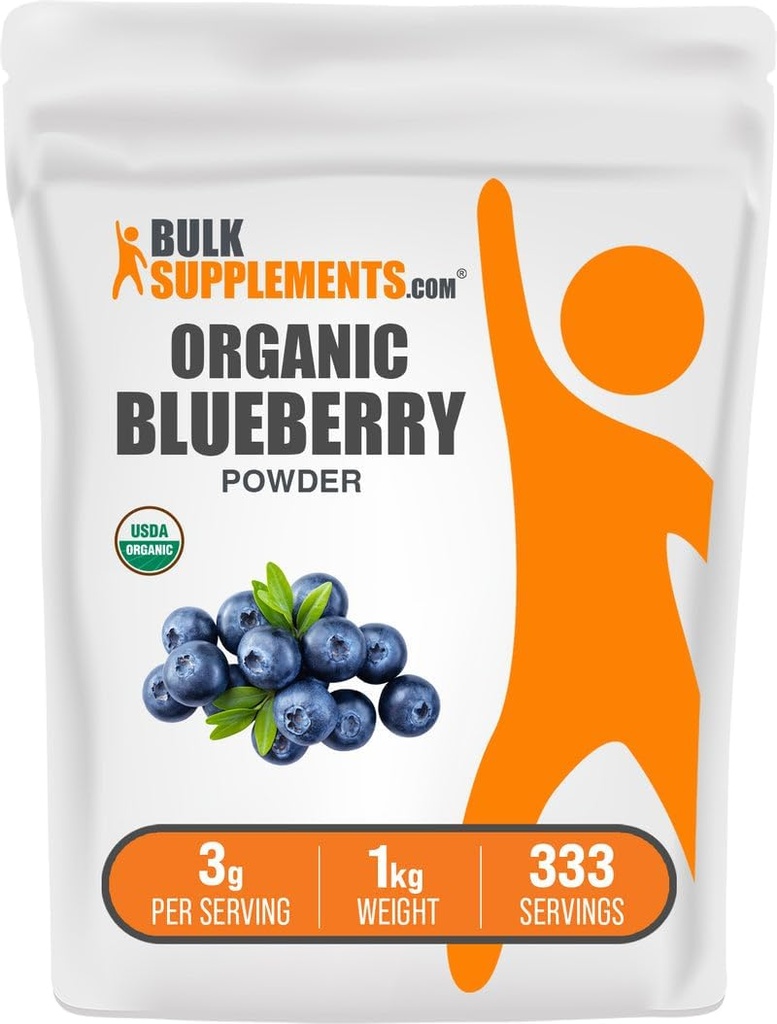 BulkSupplements.com Βιολογική σκόνη βατόμουρου - Αντιοξειδωτική υποστήριξη, Bluberry συμπλήρωμα - Vegan & Gluten Free, 3g ανά Σερβίρισμα, 1kg (2,2 lbs) (πακέτο των 1)