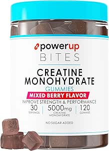 Creatine Monohydrate Gummies για Άνδρες & Γυναίκες, 100% Creatine Mixed Berry Gummies, 5g per Serving + Vegan, Ζάχαρη Δωρεάν + Δύναμη, Ενέργεια, Μύες & Μπότι Κερδίστε - 120 Μέτρα