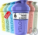 VELOMIX -6 PACK- 20 oz μπουκάλι αναδευτήρα πρωτεΐνης για μείγματα πρωτεϊνών - 6x Whisk σύρμα 