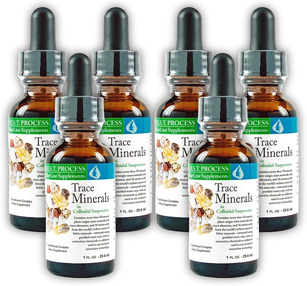 Morter Trace Minerals in Colloidal Suspension (6 Pack) Morter HealthSystem Best Process Alkaline — Nutrient Dense Trace Elements, Fulvic Minerals & Amino Acids